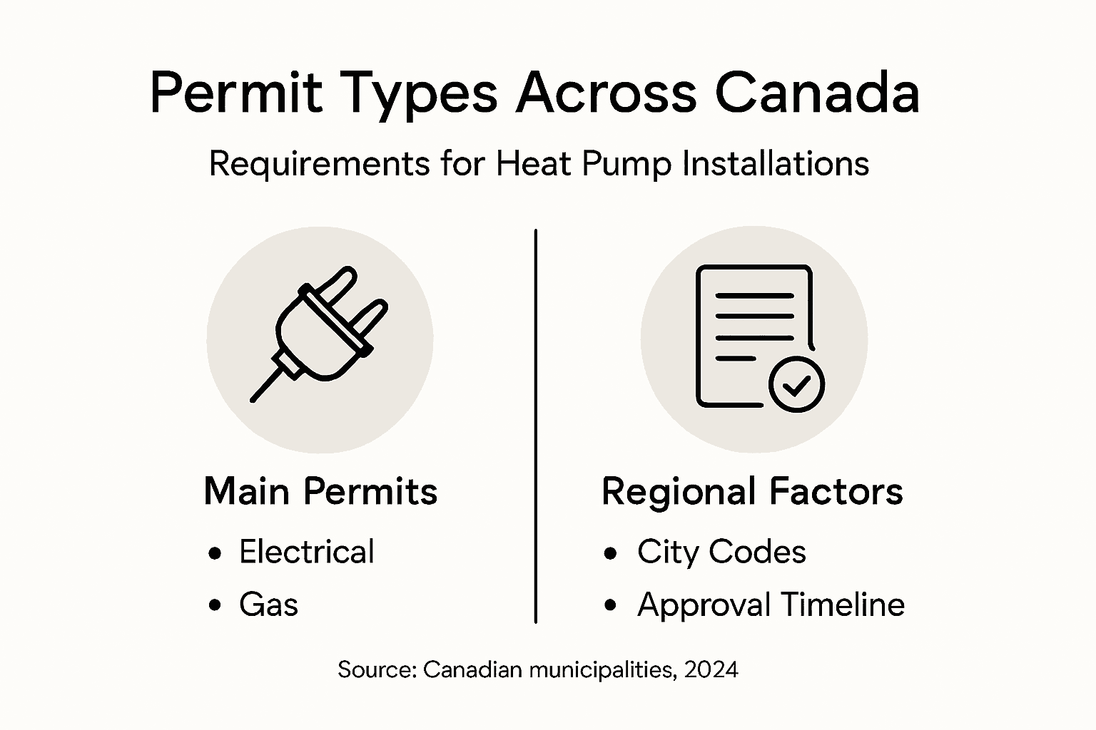 Infographic summarizing Canadian permit types and regional factors