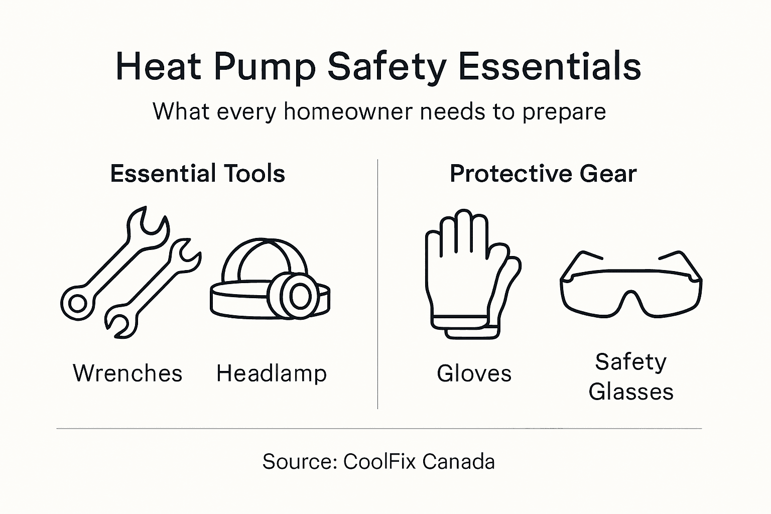 Infographic listing safety and tool essentials