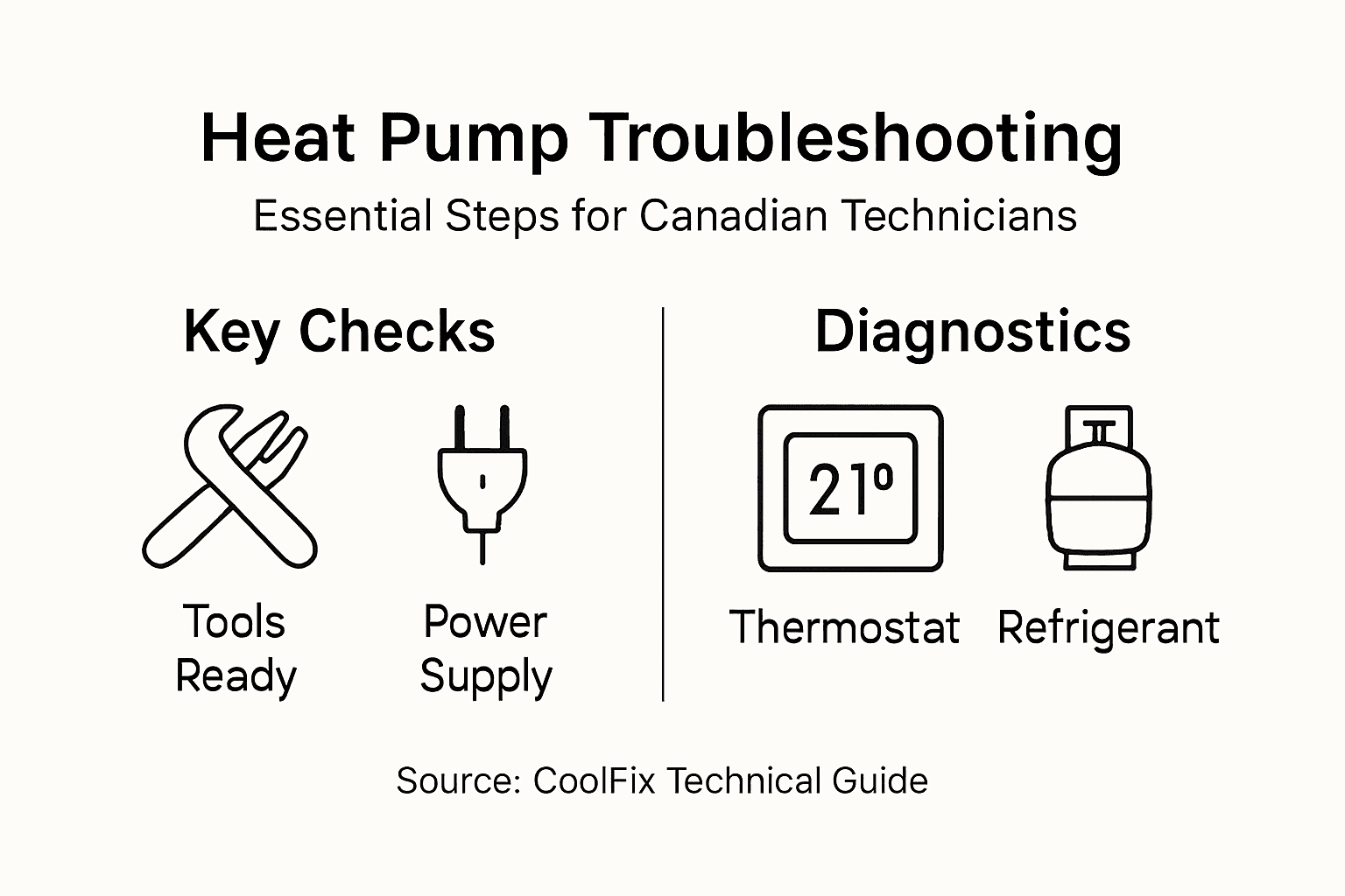 Infographic of troubleshooting steps for Canadian heat pumps