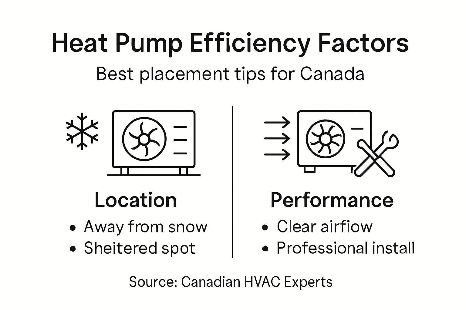 Infographic on heat pump placement tips