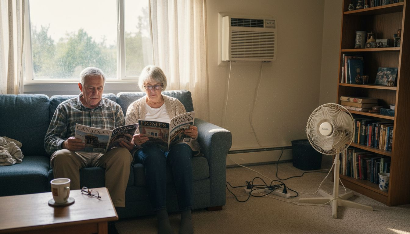 Living room with wall-mounted heat pump unit
