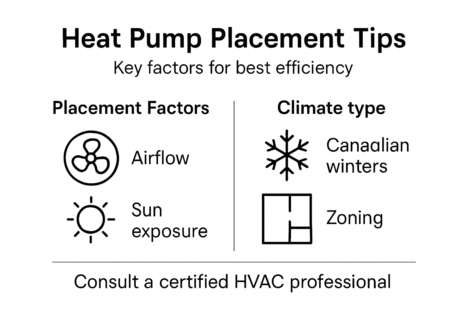 Infographic on heat pump placement efficiency tips
