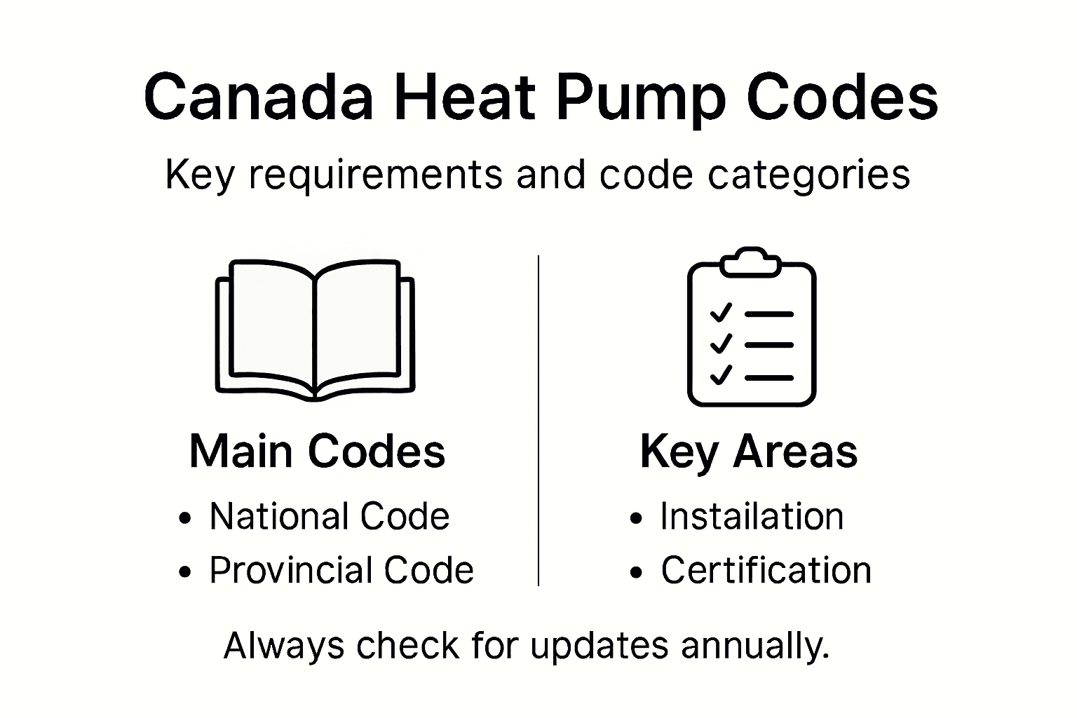 Infographic summarizing Canadian heat pump code requirements