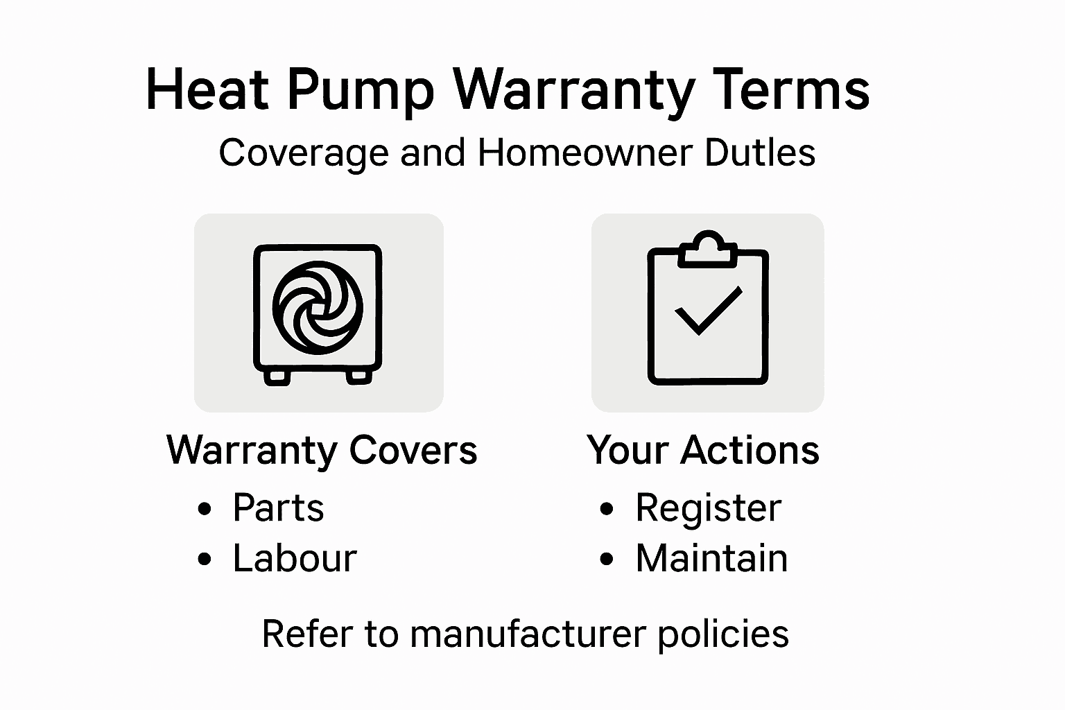 Infographic heat pump warranty terms and duties
