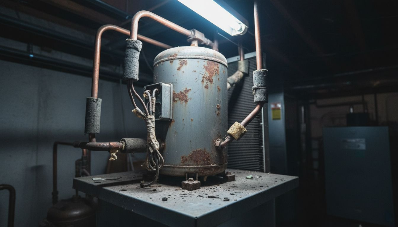 Old compressor and aged copper tubing