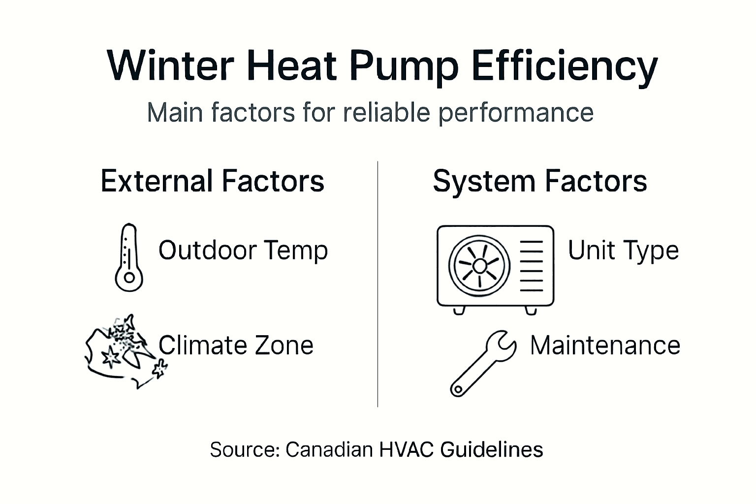 Infographic on heat pump winter efficiency factors