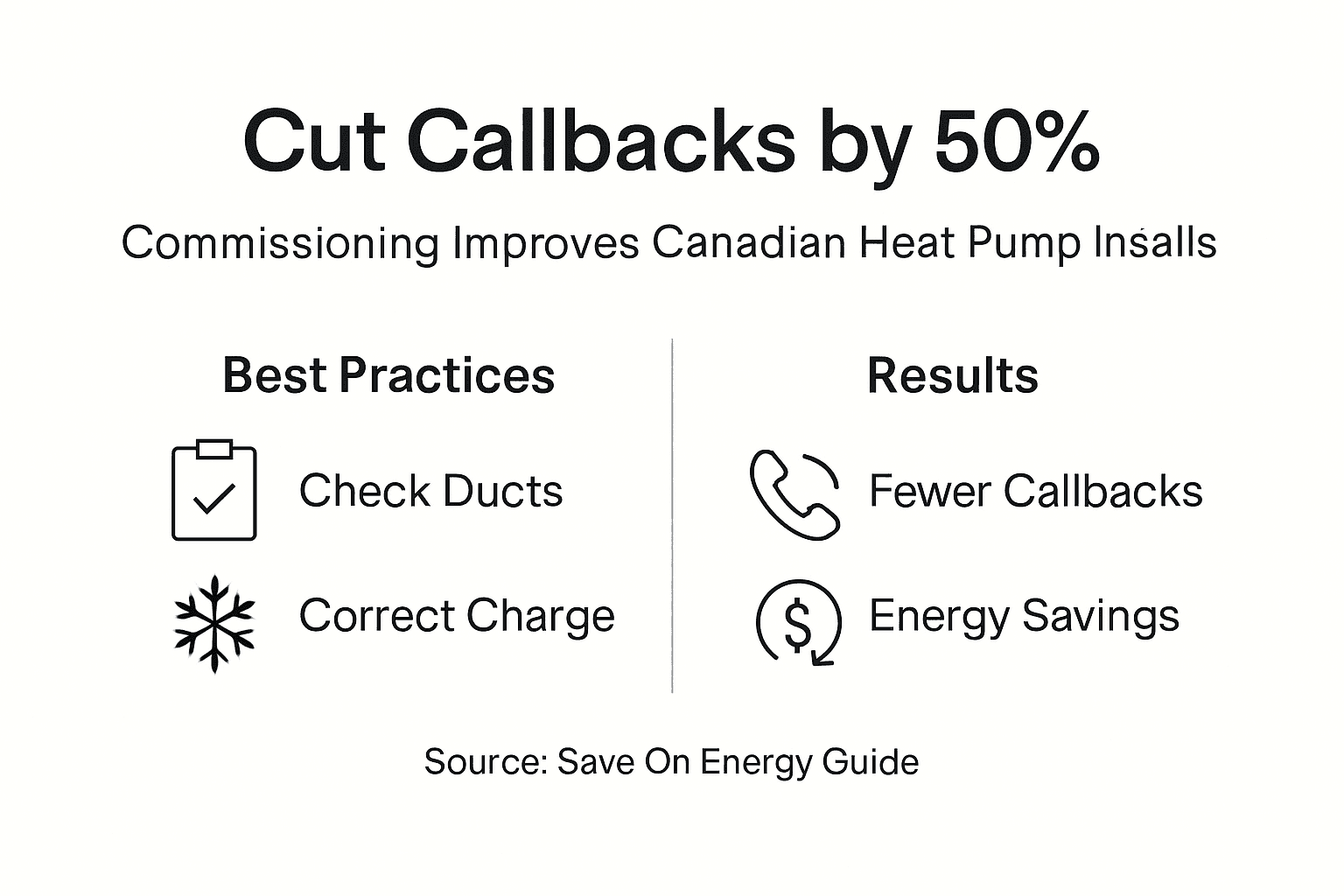Infographic showing commissioning steps and results