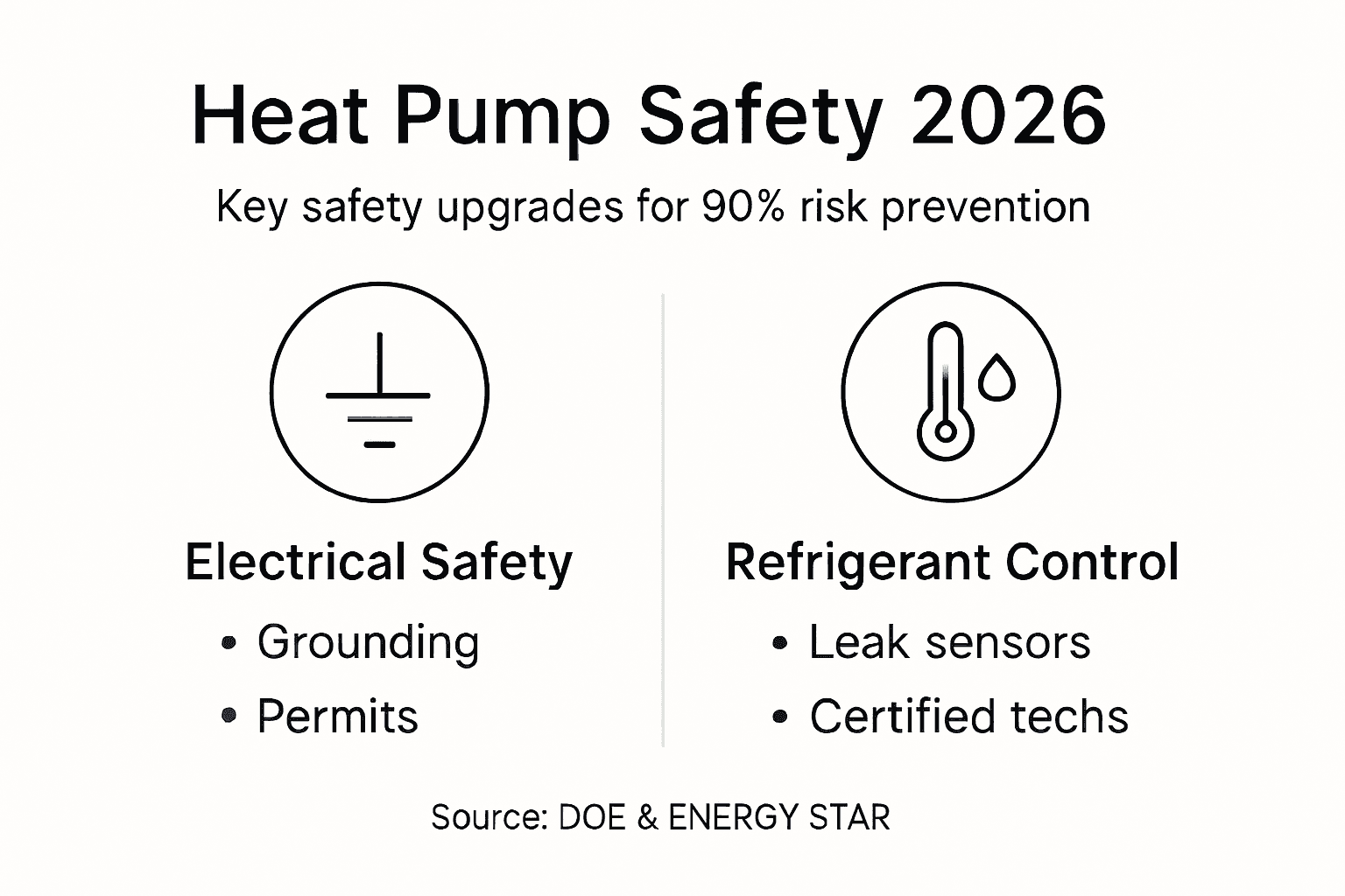 Infographic with heat pump safety features summary