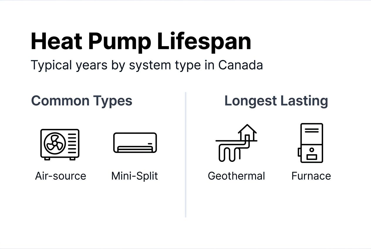 Infographic of heat pump type lifespan comparison