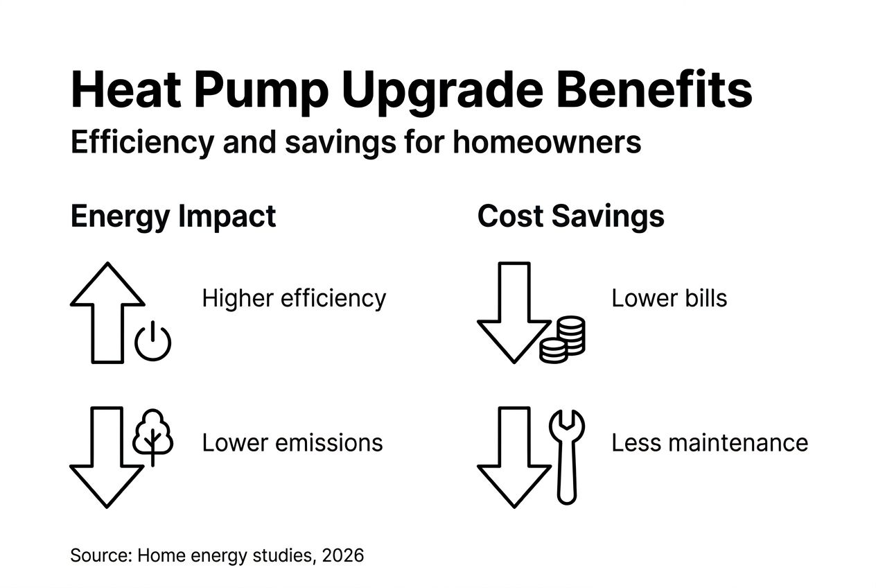 Infographic showing heat pump benefits and savings