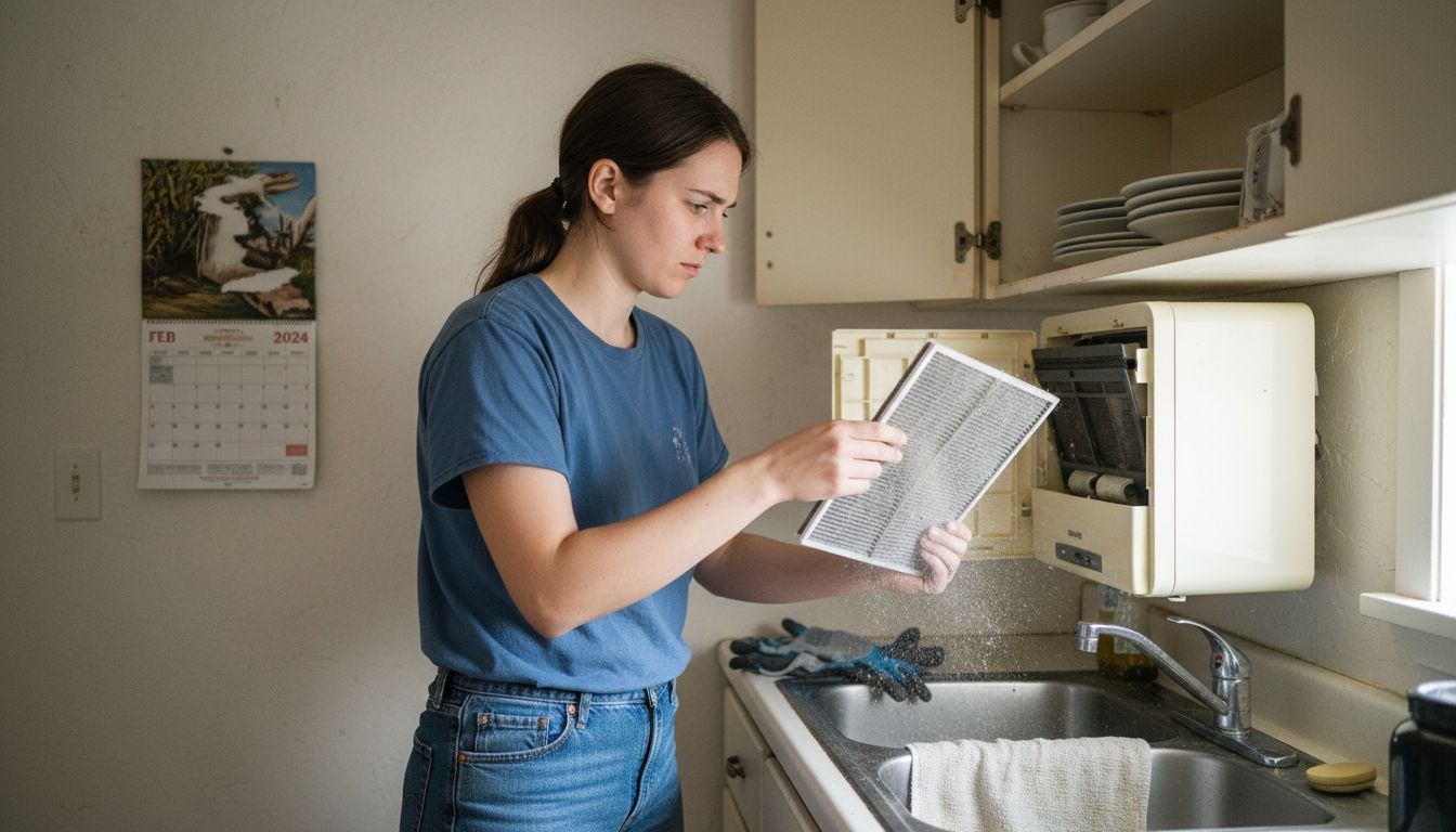 Cleaning and inspecting heat pump air filter