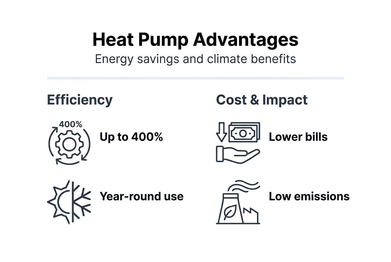 Infographic on heat pump energy and cost benefits