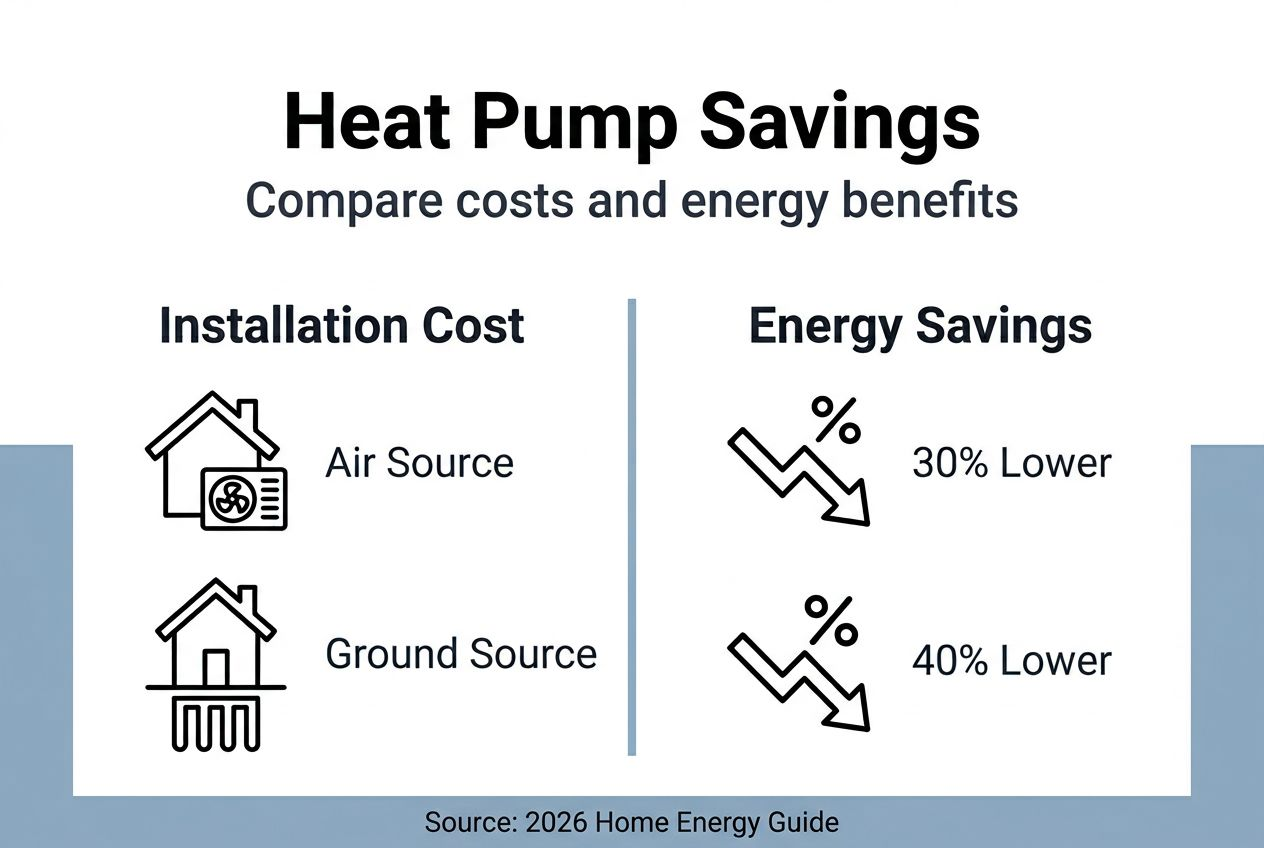 Infographic comparing heat pump savings and costs