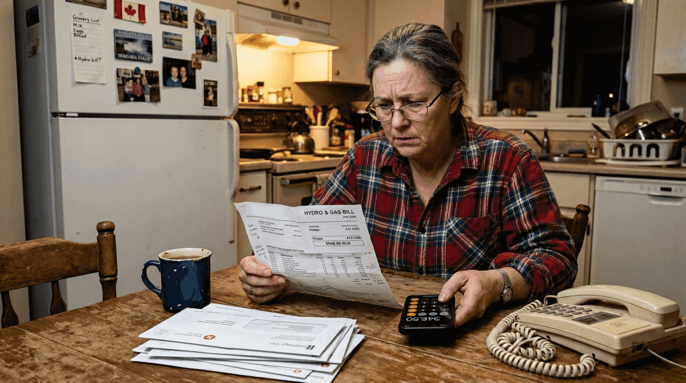 Person reviewing energy bill frustration
