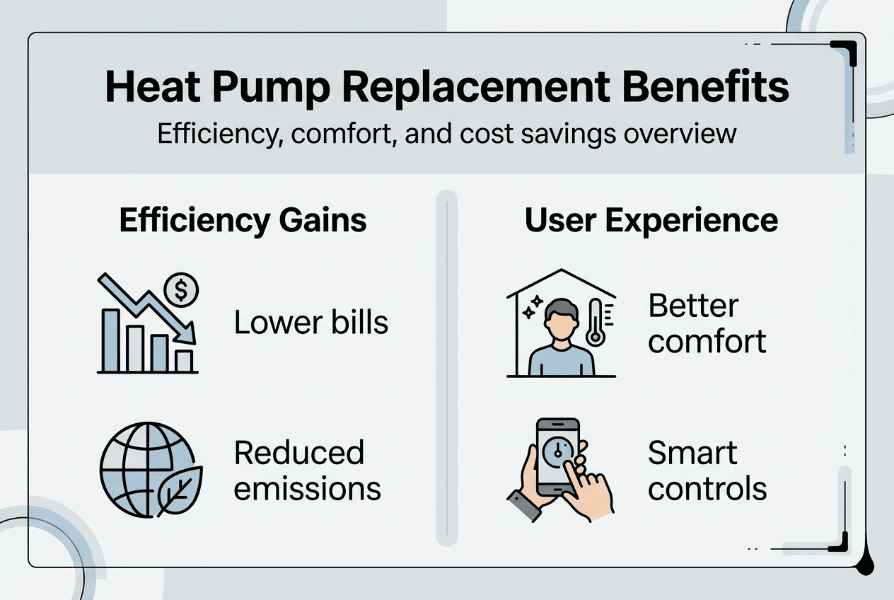 Infographic of heat pump replacement benefits