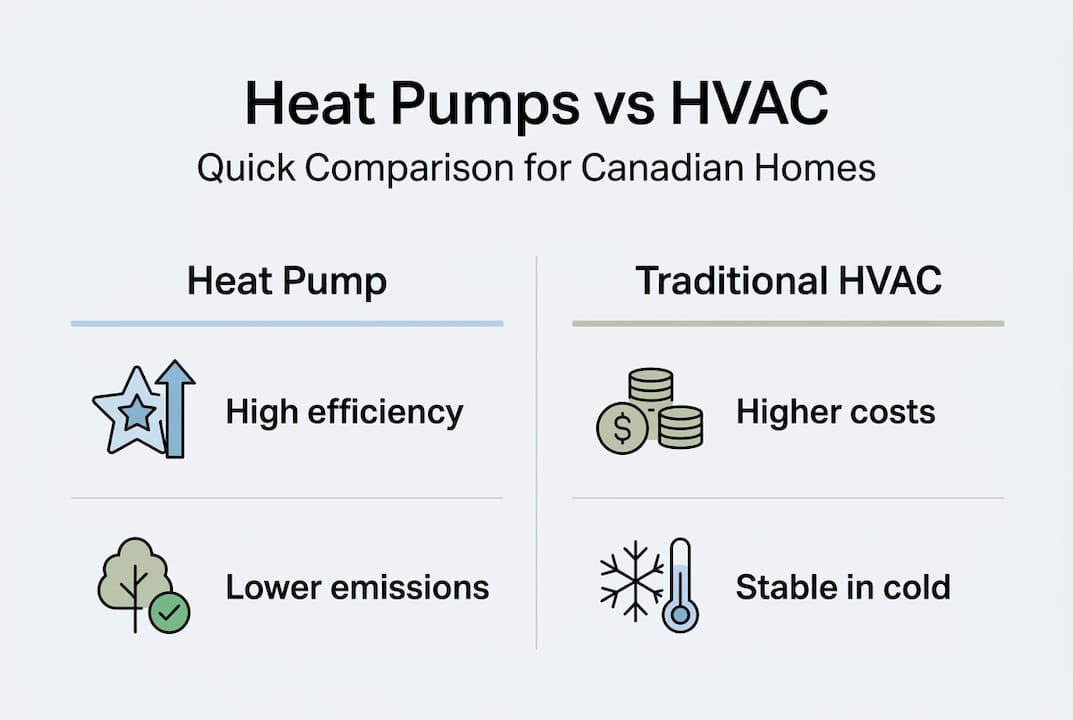 Infographic compares heat pump and traditional HVAC