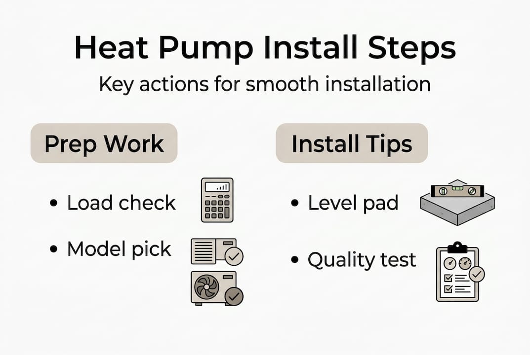 Infographic of steps to install heat pump