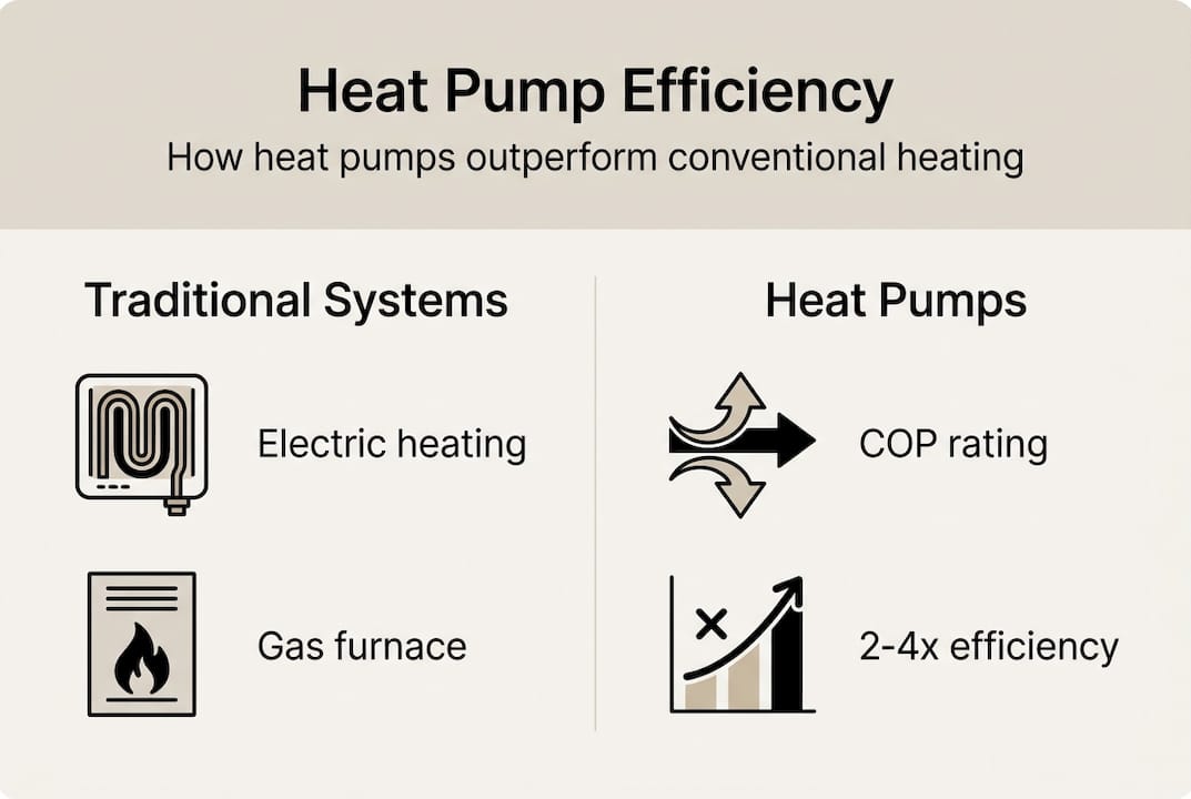 Infographic comparing heat pump efficiencies