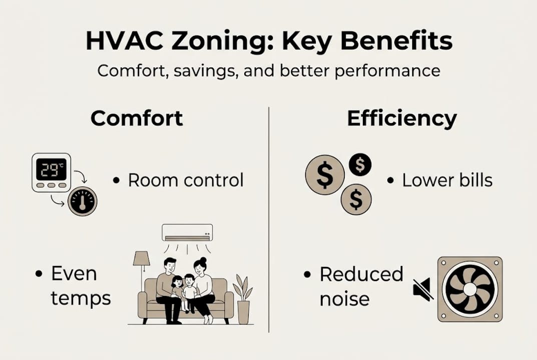 Infographic of HVAC zoning comfort and efficiency