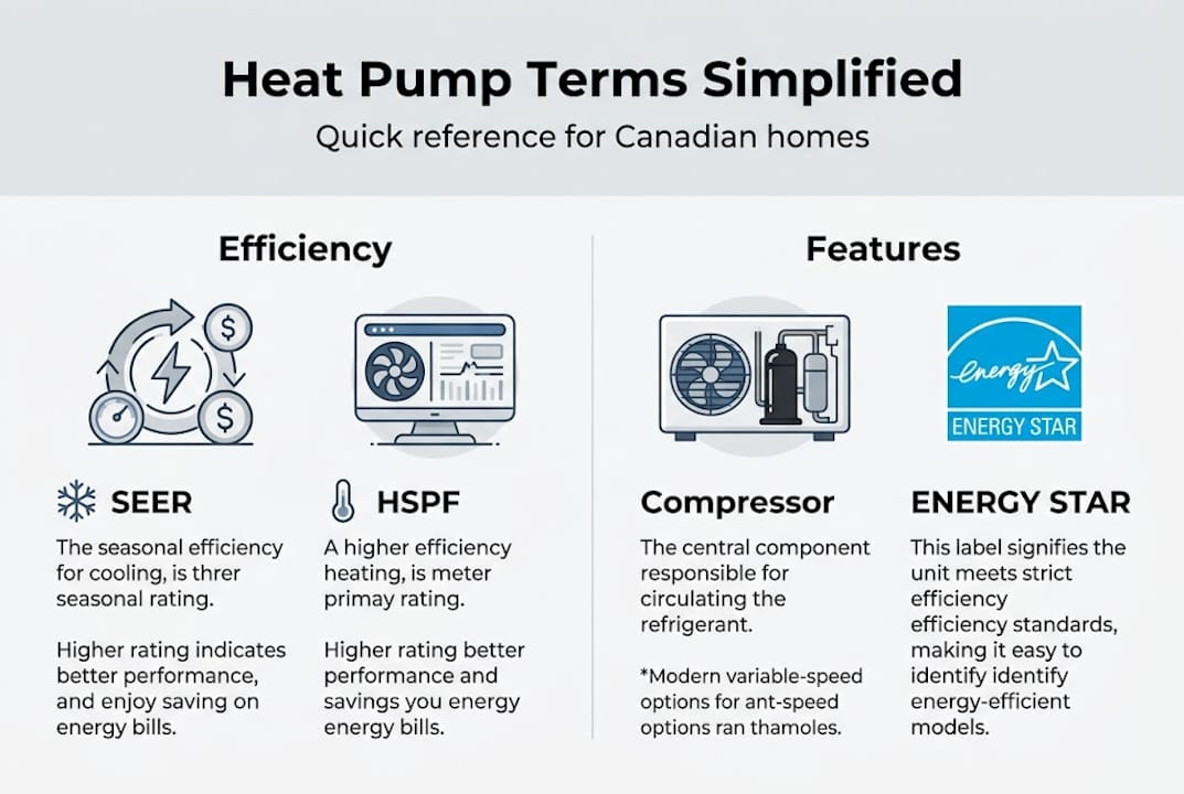 Infographic simplifying common heat pump terms