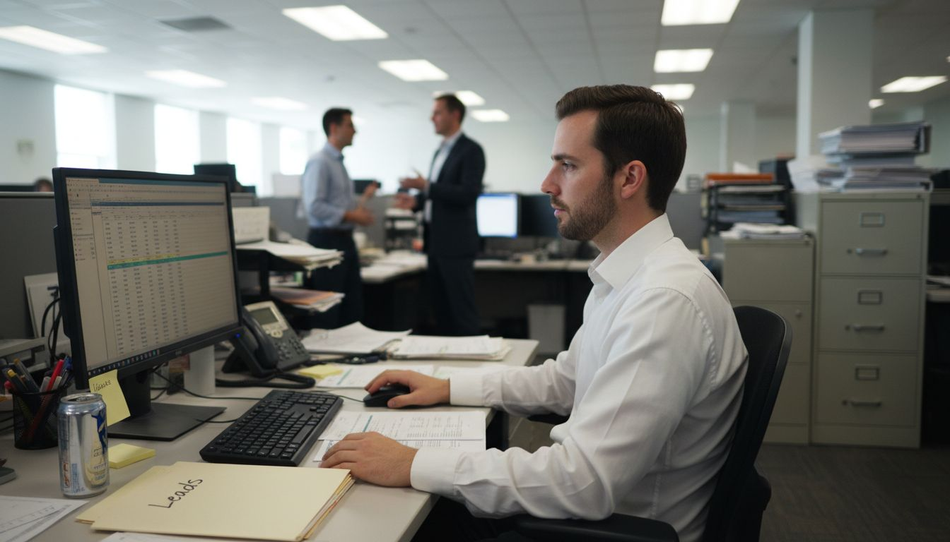 Sales development rep working with lead data