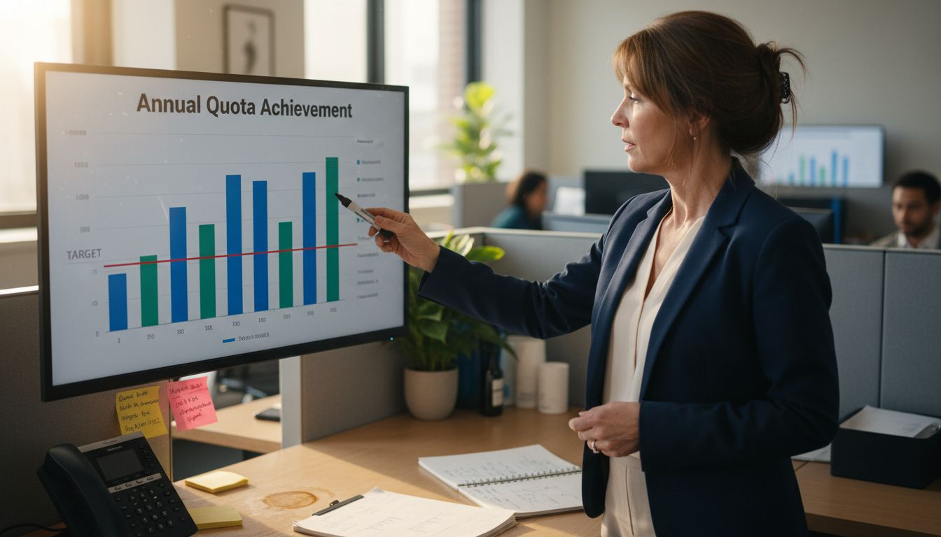 Sales leader analyzing team performance chart