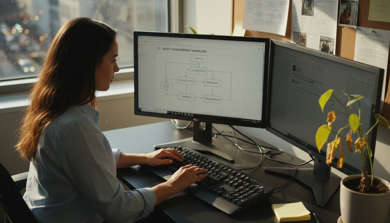RevOps analyst updating CRM dashboard workspace