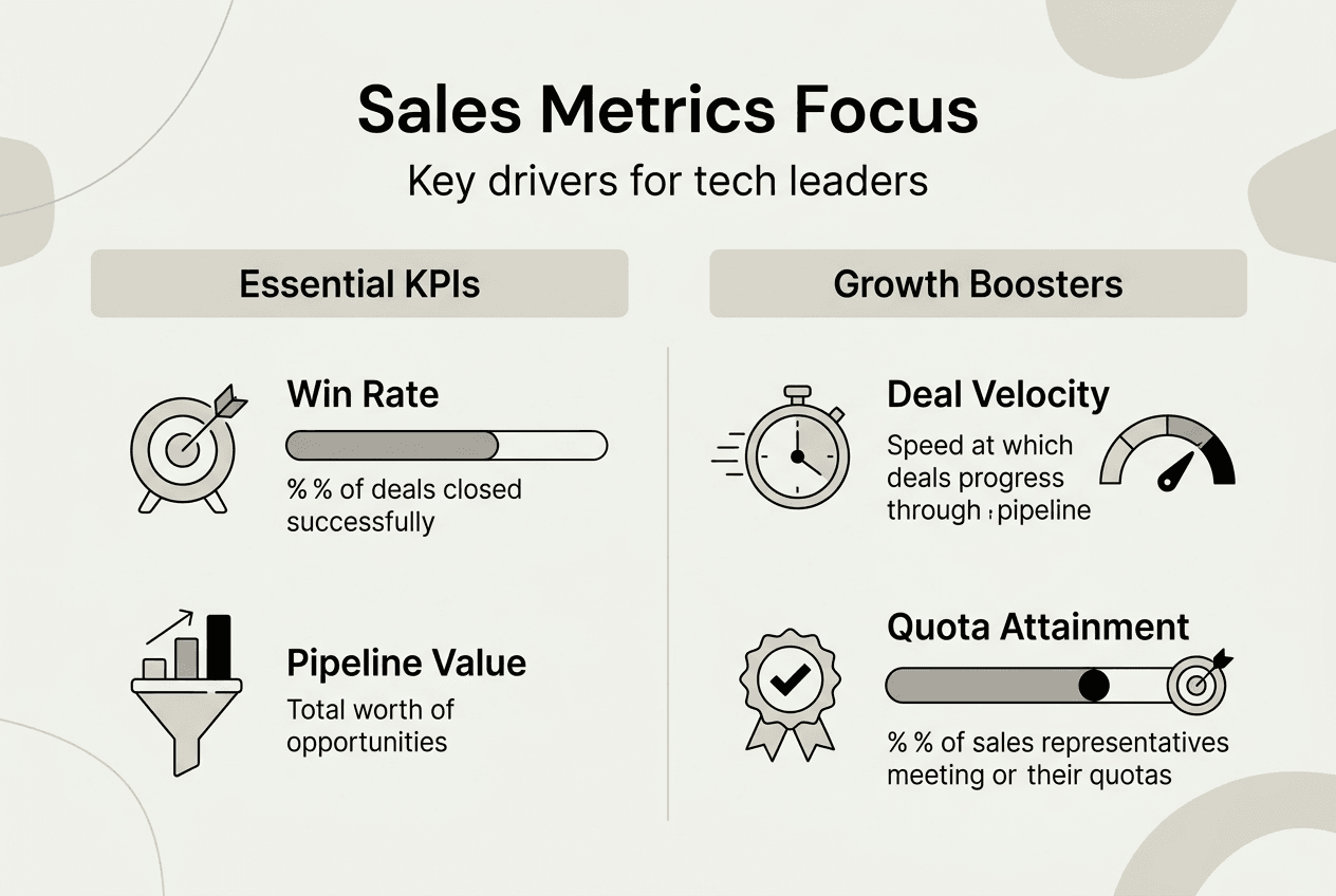 Infographic outlining core sales KPIs and growth drivers
