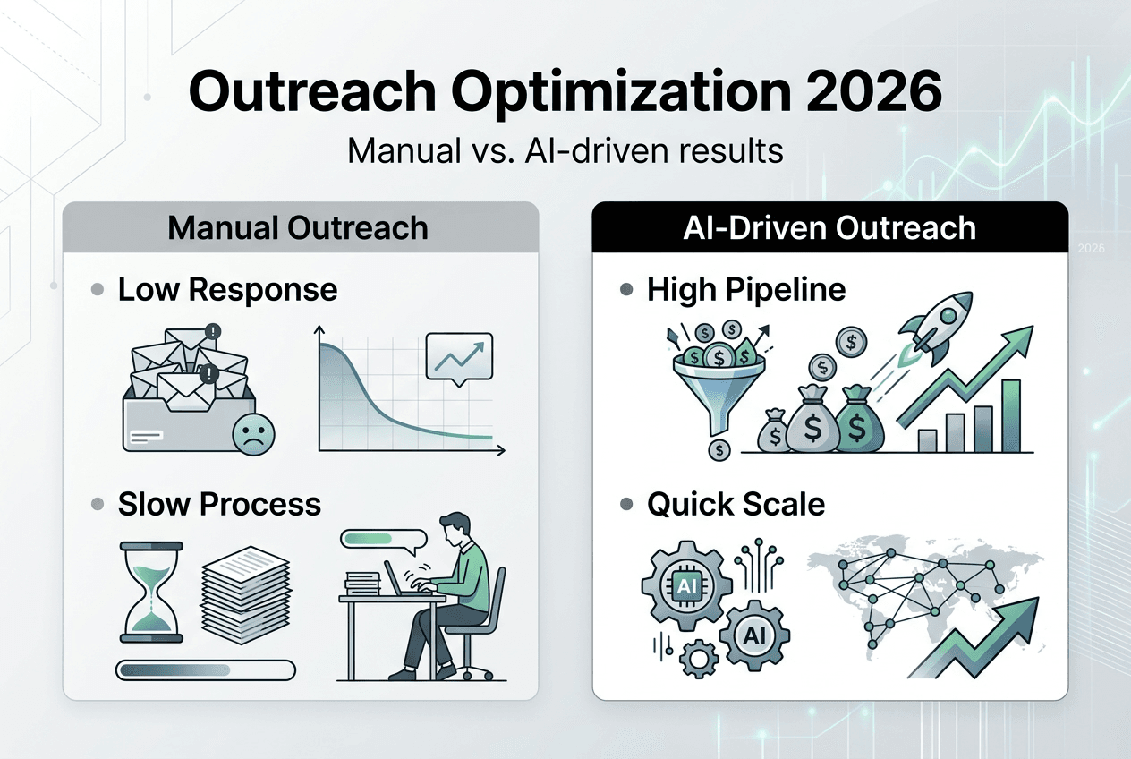 Infographic comparing manual and AI sales outreach