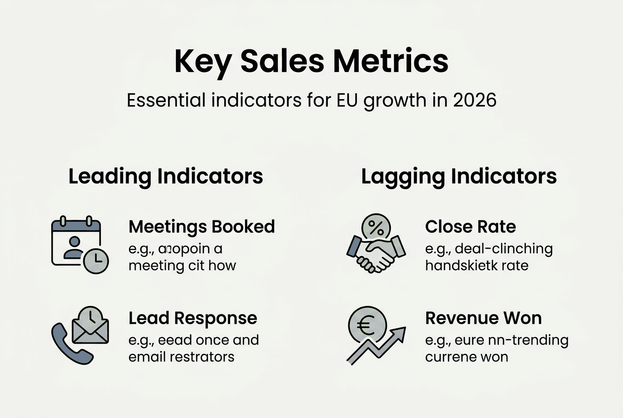 Infographic comparing leading and lagging sales metrics