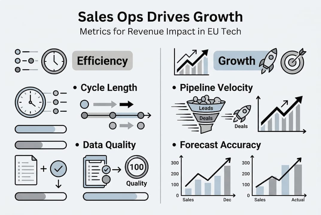 Infographic showing sales ops revenue metrics