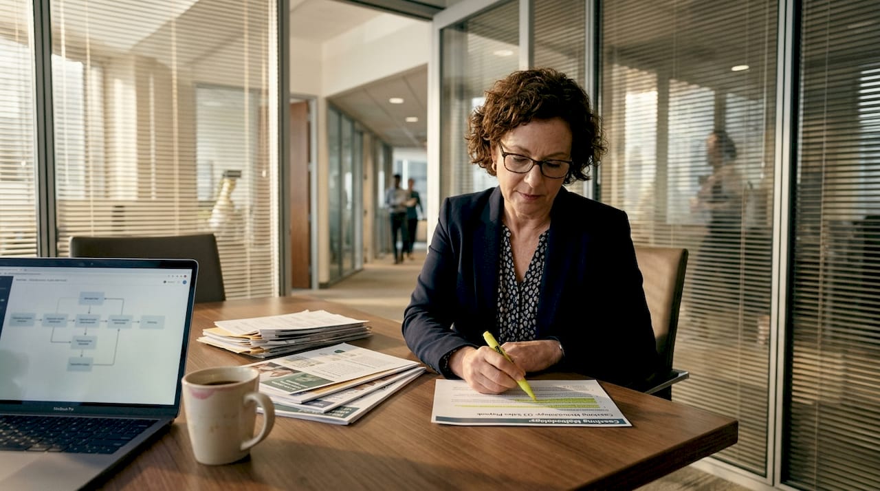 Team lead prepares sales coaching materials