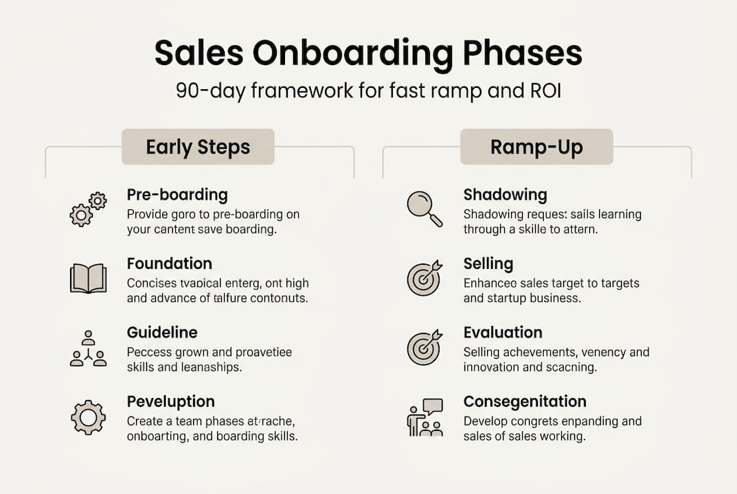 Infographic showing sales onboarding framework phases