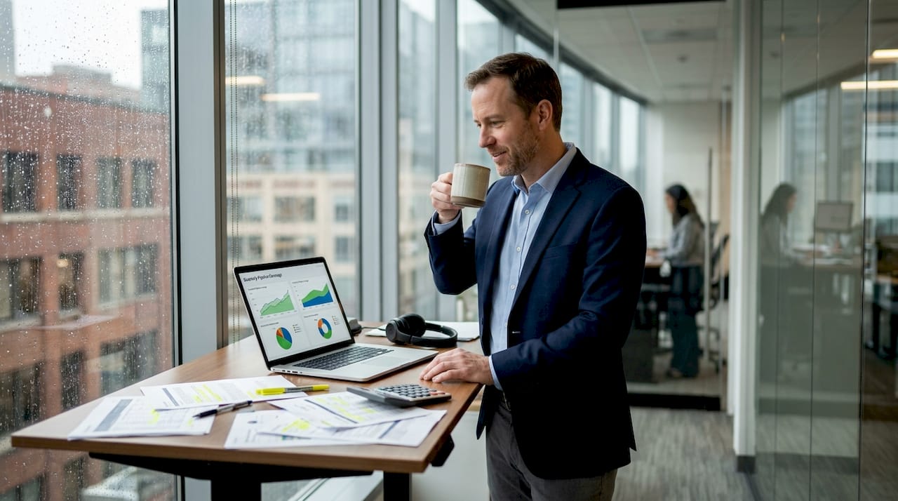 Sales manager analyzing pipeline variance data