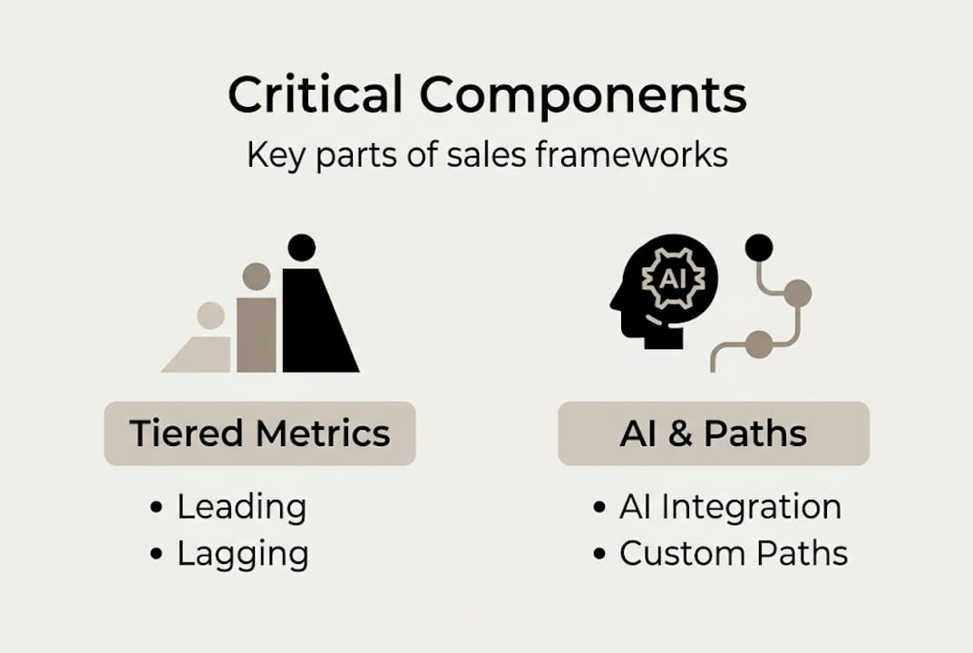 Infographic showing critical sales framework components
