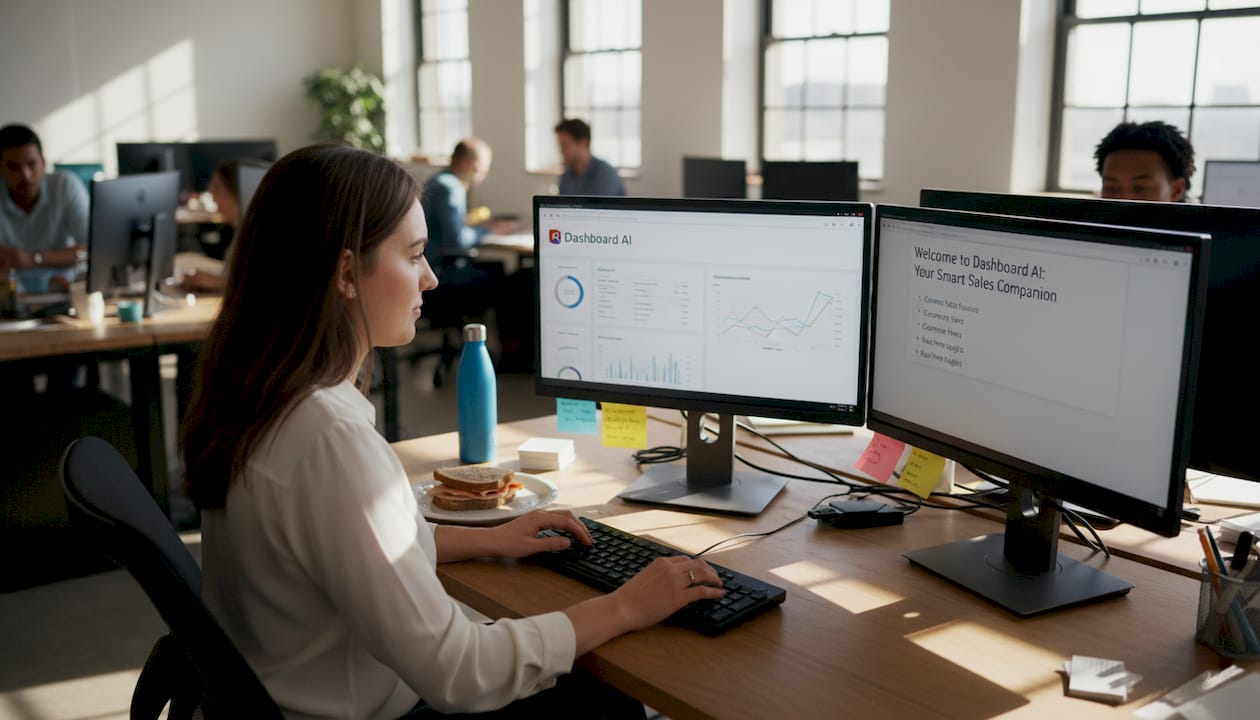 Sales manager learning new AI sales software