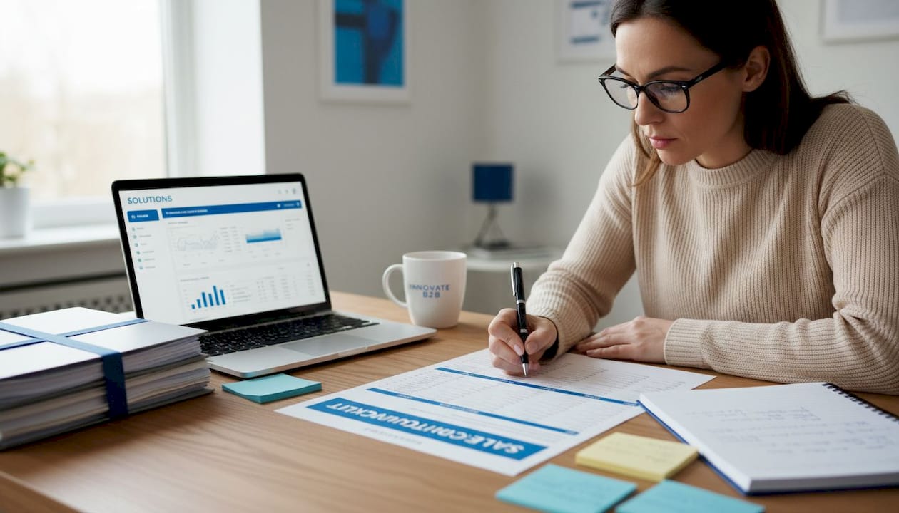 Manager reviewing sales audit checklist