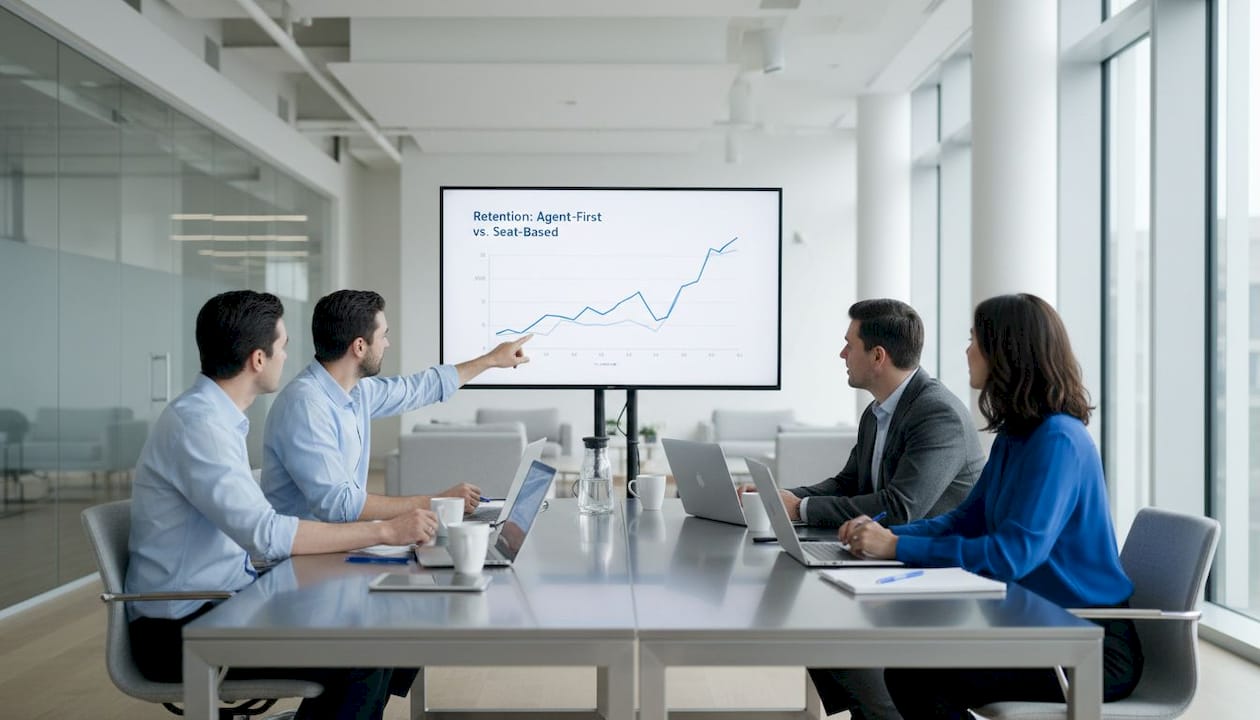 Tech sales team discusses retention metrics