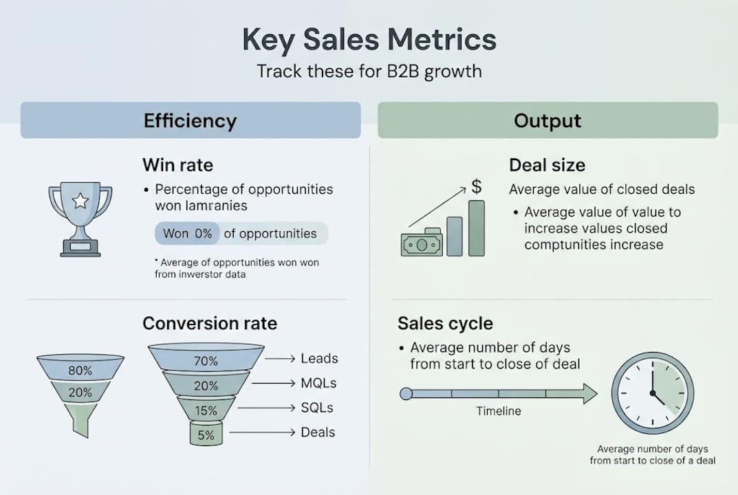 Infographic showing key sales metrics categories