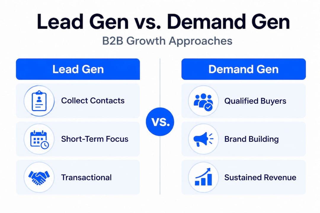 Infographic comparing lead generation and demand generation
