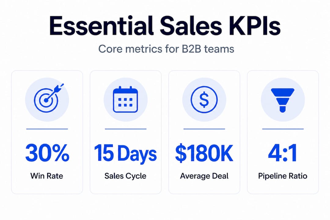 Infographic with stat callouts for core sales KPIs