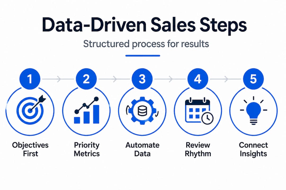 Infographic showing five steps for sales process