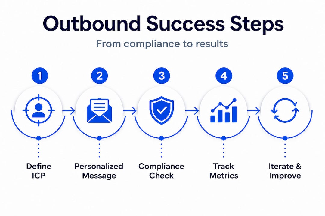 Outbound sales process illustrated step by step