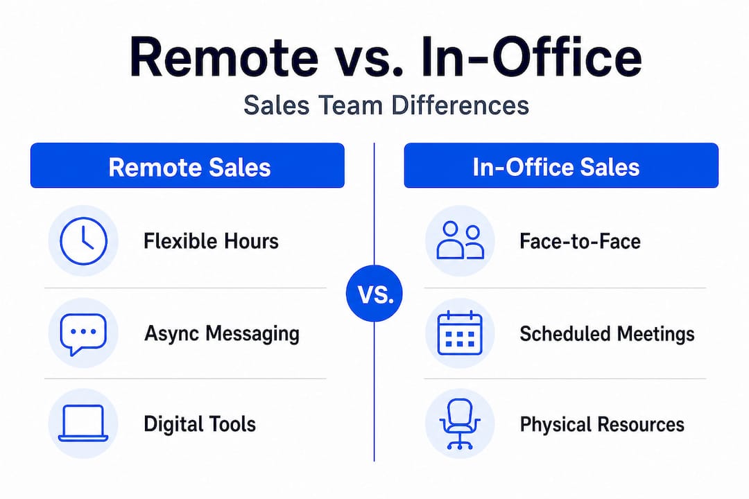 Infographic comparing remote and in-office sales teams