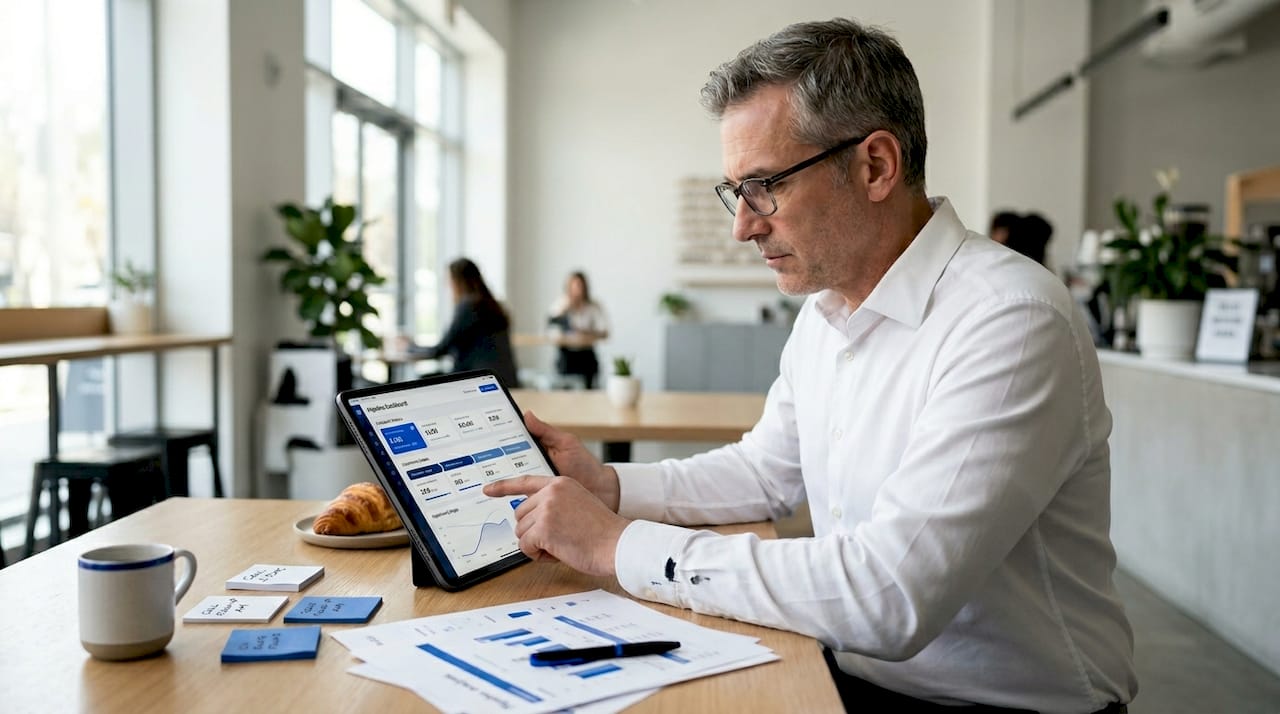 Sales leader reviewing pipeline dashboard metrics