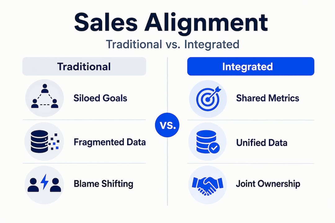 Infographic comparing traditional and integrated sales alignment