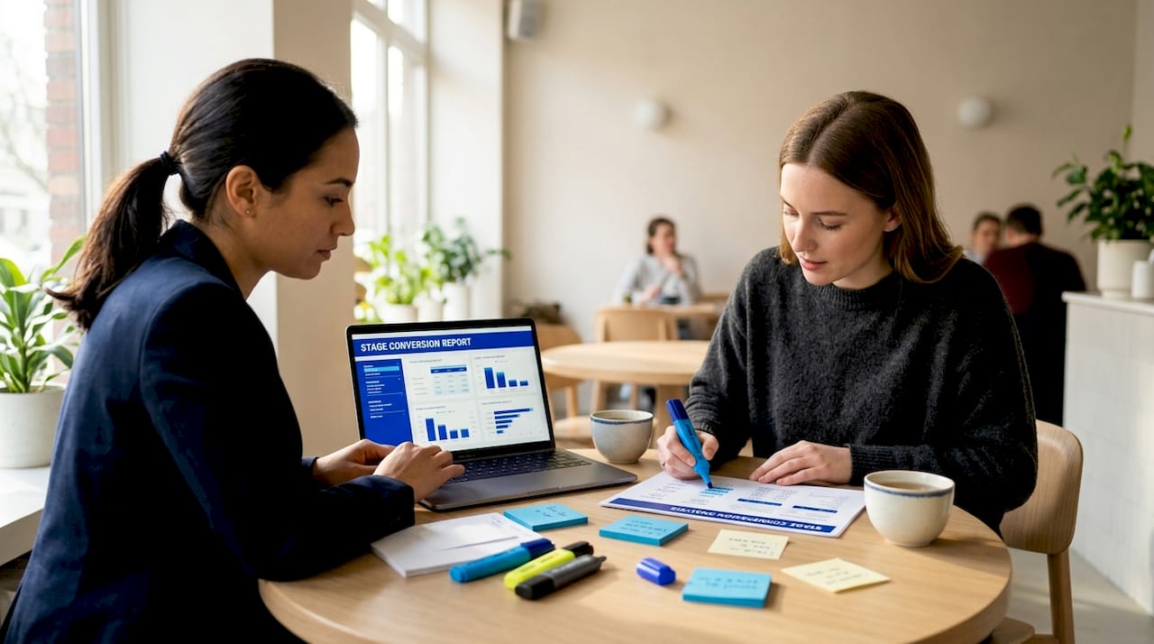 Marketing analysts reviewing sales data together