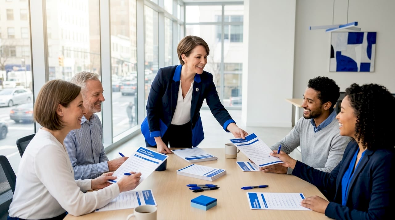 Sales team marking meeting prep checklist