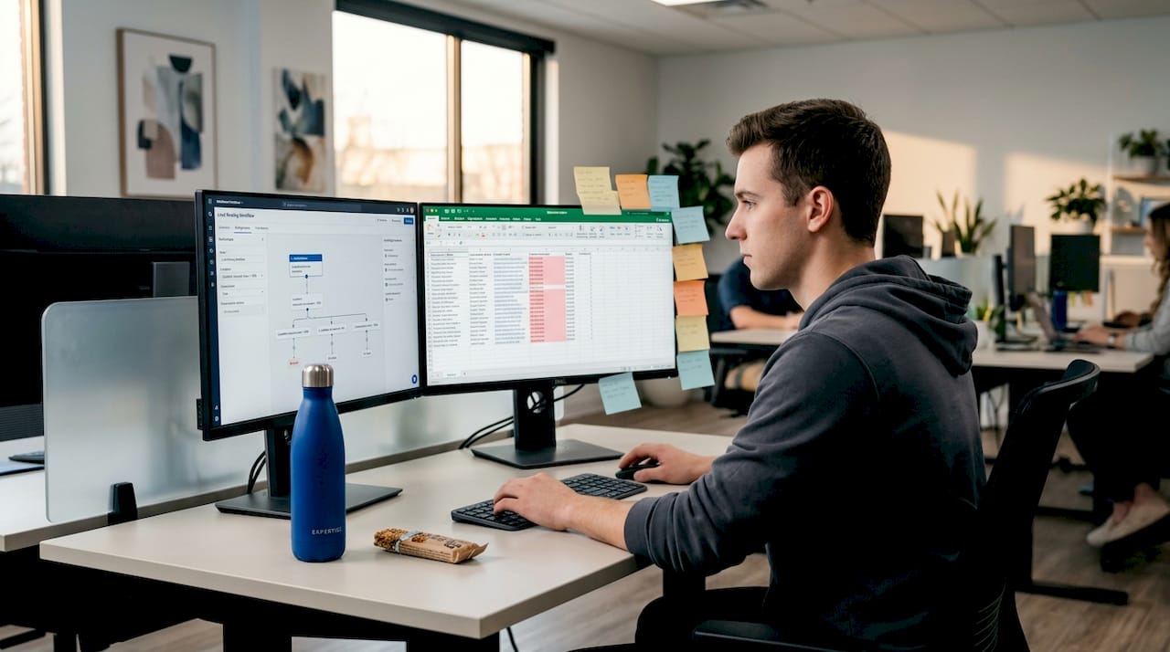 Analyst updating sales workflow automation rules