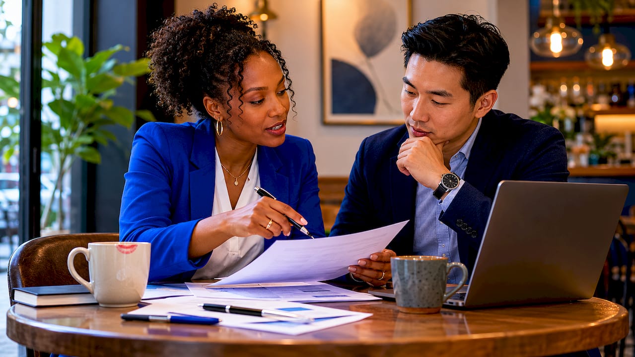 Sales team members discussing lead and prospect terms